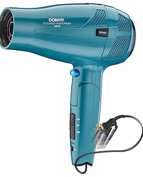 Guests love this lightweight, travel-friendly hair dryer for its compact design and powerful performance. It's the same model we provide in every bathroom at Bienvenido Big Bend, featuring two heat and speed settings, Tourmaline Ceramic technology for frizz-free drying, and a retractable cord for easy storage.