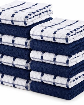 A guest favorite in our Bienvenido Big Bend kitchens, these navy and white cotton dish towels combine softness, durability, and everyday function. Made with 100% ring-spun cotton, they're beautifully woven and absorbent enough for daily kitchen use.