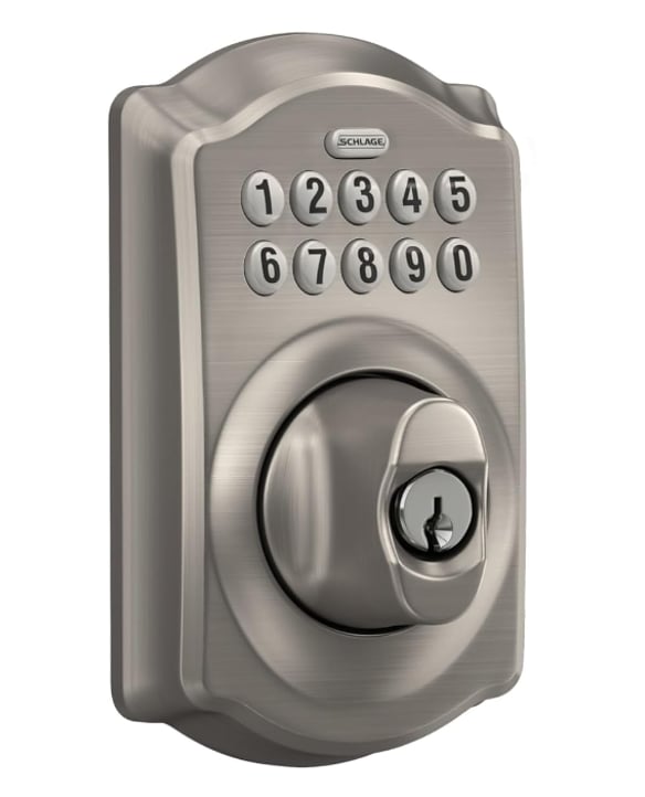 This reliable keypad deadbolt is the same style we use across our vacation homes for secure, keyless entry. With a sleek satin nickel finish, illuminated keypad, and support for multiple unique entry codes, it offers a simple and convenient access setup without requiring wiring.