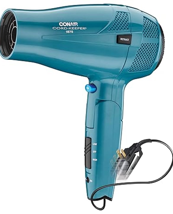 Guests love this lightweight, travel-friendly hair dryer for its compact design and powerful performance. It's the same model we provide in every bathroom at Bienvenido Big Bend, featuring two heat and speed settings, Tourmaline Ceramic technology for frizz-free drying, and a retractable cord for easy storage.